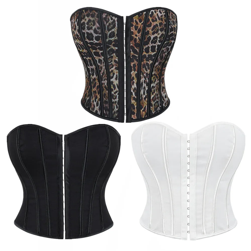 Leopard Print Strapless Corset Crop Top - USA Made Quality