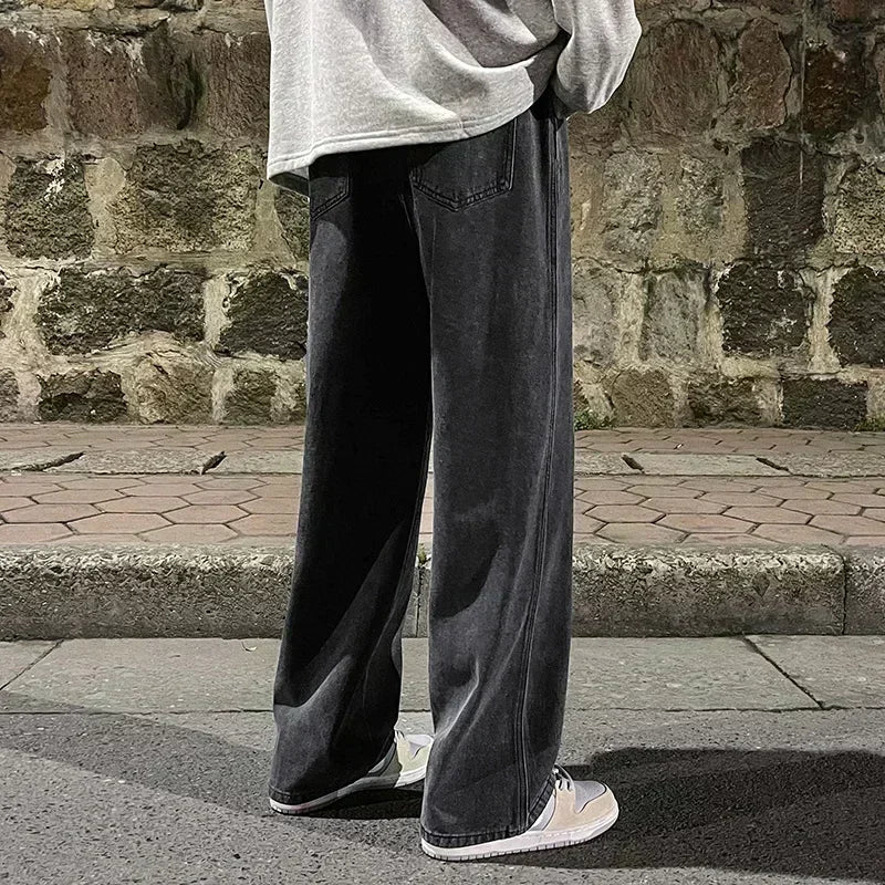 Men's Korean Wide-Leg Jeans – Relaxed Streetwear Fit