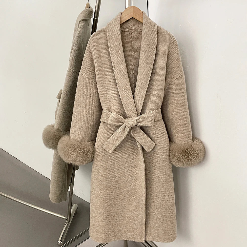 Double-Sided Wool & Fox Fur Jacket