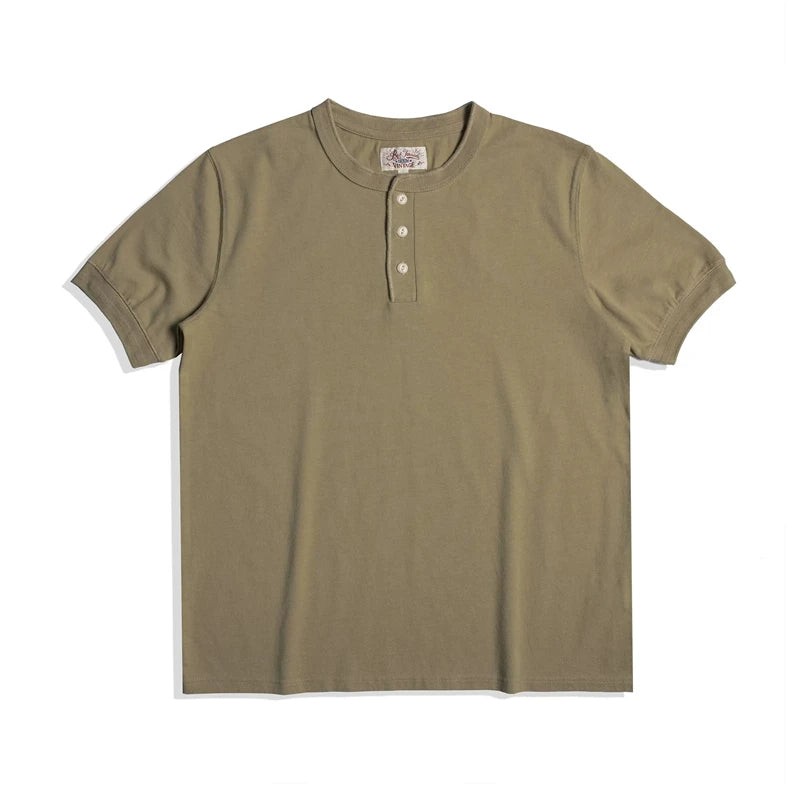 Heavyweight Cotton Henley Tee – Vintage Everyday Essential