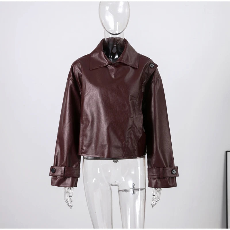 Chic Stand Collar Leather Jacket