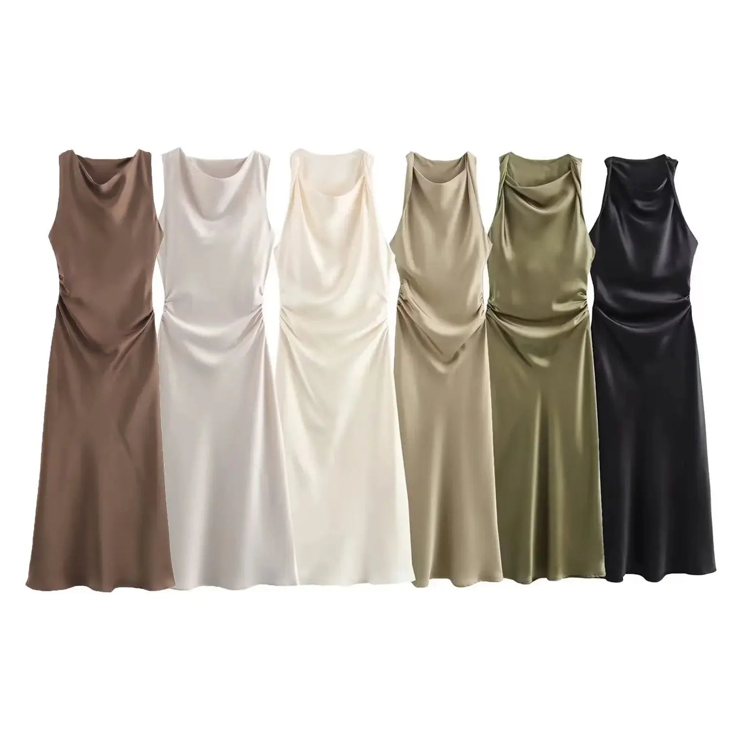 Elegant Satin Summer Slip Dress | Chic Evening Midi for Women
