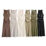 Elegant Satin Summer Slip Dress | Chic Evening Midi for Women