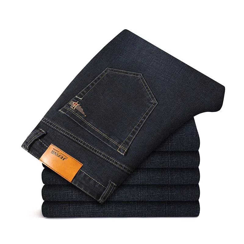 Men's Classic Straight-Leg Denim Jeans | Blue & Black