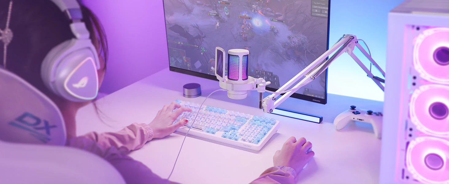 Maono Gamerwave DGM20S USB Microphone Gaming Mic Condenser Mic RGB Mic Noise Canceling Mic with Mic Gain RGB Light One Key Mute
