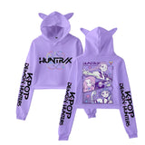 Anime Cat-Ear Cropped Hoodie | K-Pop Inspired Streetwear