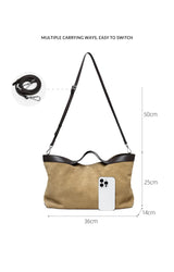 2025 Fall Winter New Suede Leather Tote Bag Unique Vintage Large Capacity Shoulder Crossbody Handheld Bag Durable Women Handbag