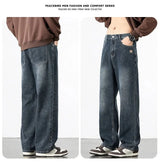 Spring Autumn American Retro Straight Jeans Men Streetwear Korean Fashion Loose Baggy Wide Leg Denim Pants Male Casual Trousers