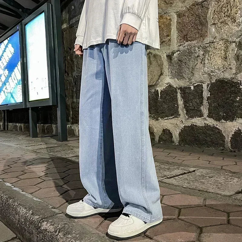 Men's Korean Wide-Leg Jeans – Relaxed Streetwear Fit
