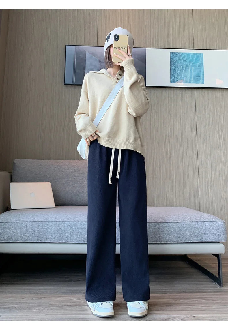 Women's Fleece Wide-Leg Winter Pants