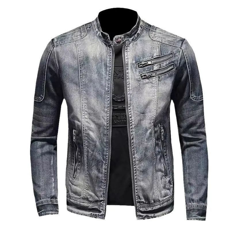 Men's USA-Made Slim Fit Denim Zipper Jacket | Autumn & Winter Casual Coat