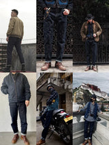 Maden Vintage Raw Denim Jeans for Men 14.8 OZ Jeans Denim Washed Straight Tapered Fit Pants Mid Waist Casual Trousers
