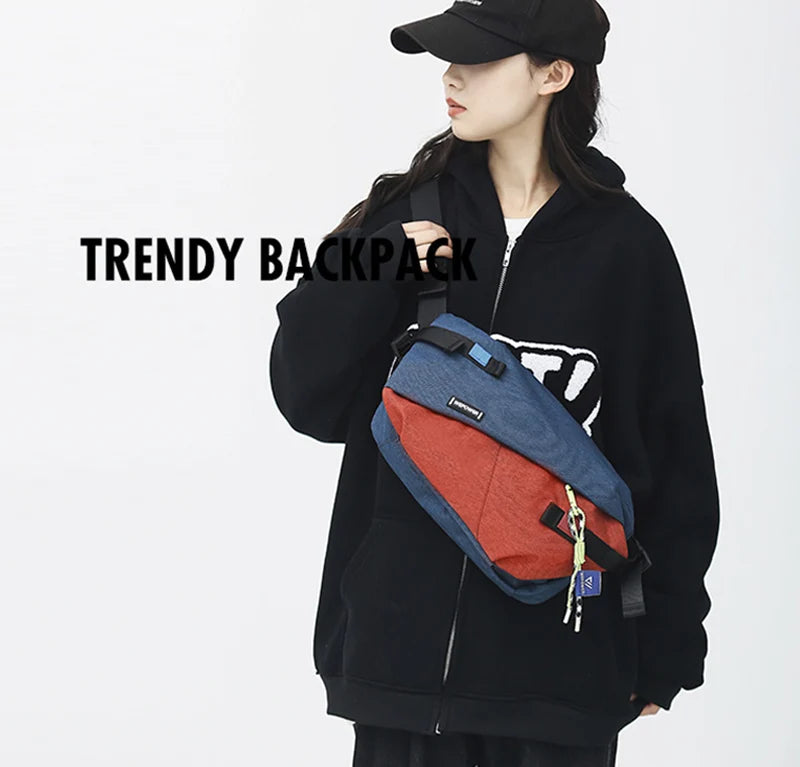 Unisex Nylon Panelled Crossbody Chest Pack