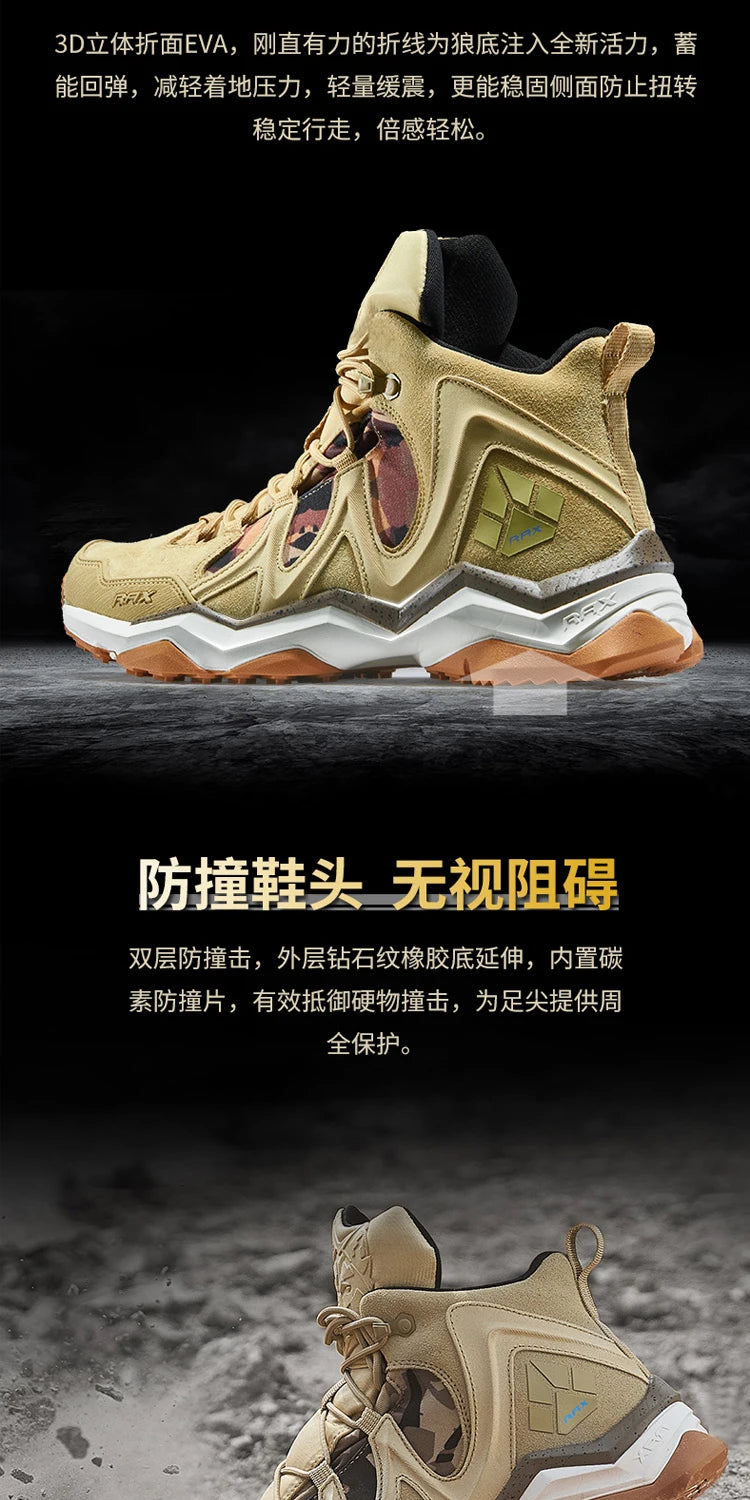 RAX Waterproof Hiking Shoes Men Winter Outdoor Sneakers for Men Snow Boots Plush Mountain Snowboots Outdoor Tourism Jogging Shoe