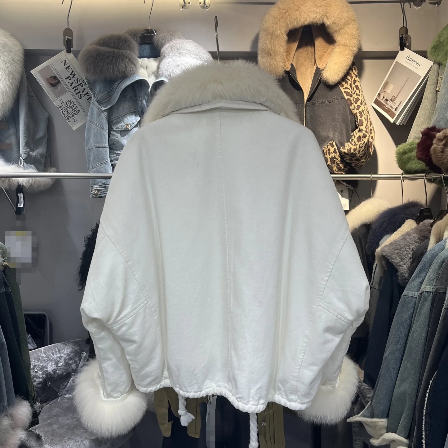 Women's Fox Fur Denim Winter Jacket – 2025 USA Streetwear Edition