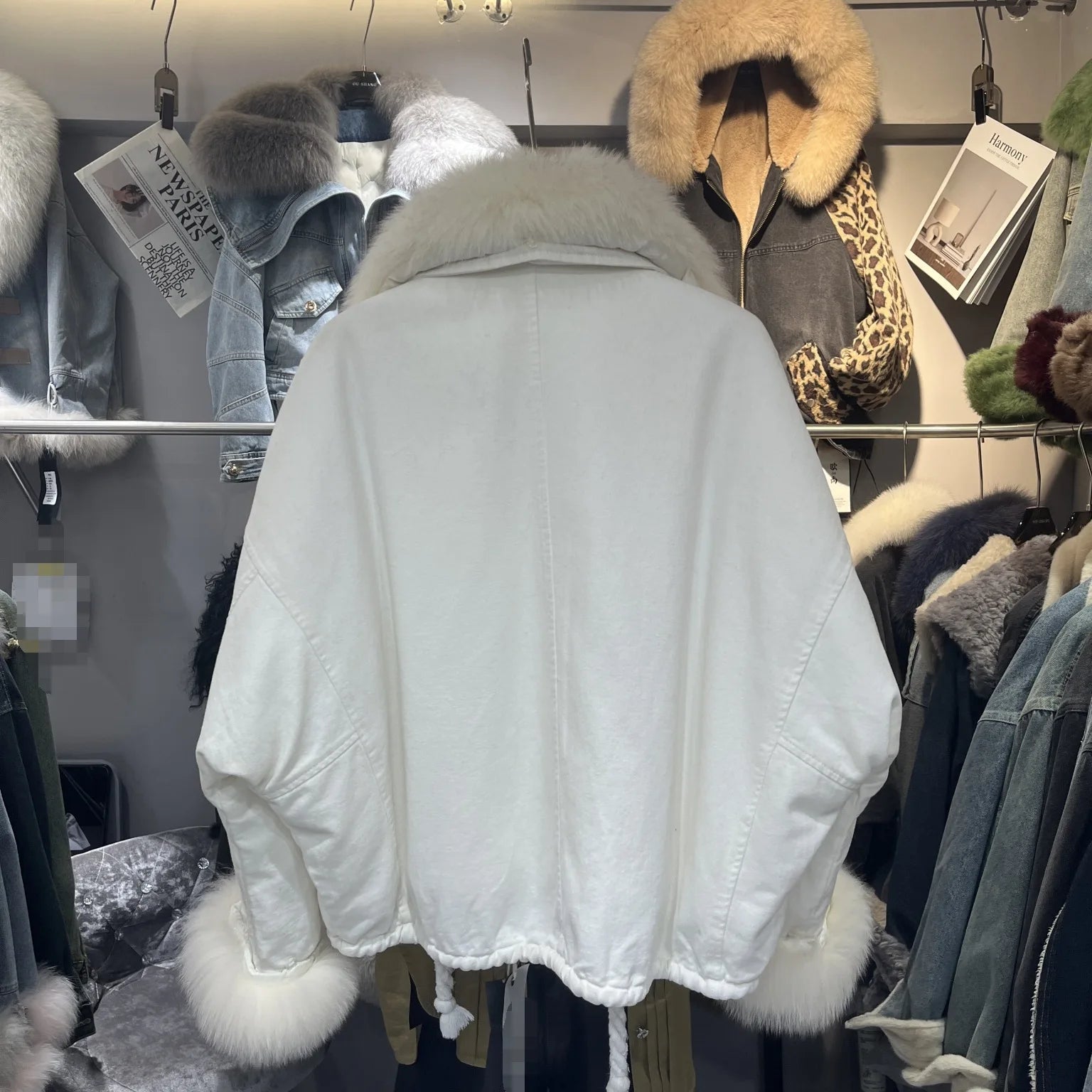 Women's Fox Fur Denim Winter Jacket – 2025 USA Streetwear Edition