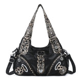 Angel Kiss Women Handbags Leopard Bag Top-handle Handbag Fashion Satchel Dumpling Pack Shoulder Bag Tote Bag Hobos Large Purse