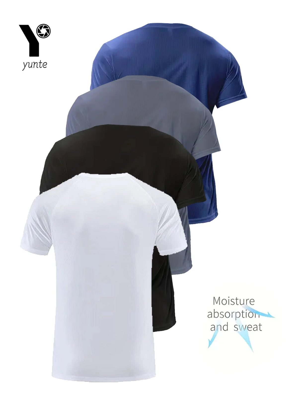 Round Neck T-Shirt 4-Color Black and White Gray Navy Ultra-Light Men's Quick-Drying Breathable Sweat-Absorbent Shirt Suitable for