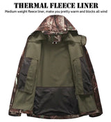Men's Silent Camouflage Hunting Jacket Soft Shell Outdoor Hiking Fishing Hooded Coat Waterproof Fleece Tactical Jackets