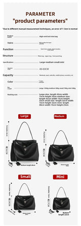 Large Capacity Women's Leather Handbag High-End Single Shoulder Crossbody Tote for Commuting
