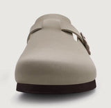 Kidmi Men's Suede Clogs Cork Footbed Clogs for Women Soft Leather Adjustable Buckle Slip-on Potato Shoes Sandals Beach Slippers