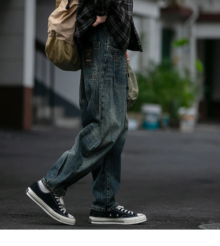 Men's Loose Fit Denim Cargo Jeans