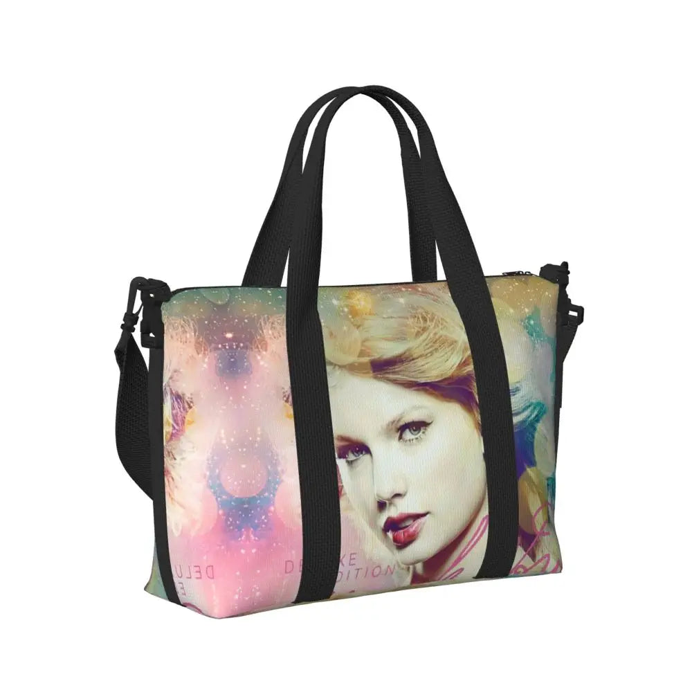 Custom The Eras Tour 1989 Taylor's Swift's American Pop Singer Tote Bag Women Large Capacity Beach Gym Travel Bags
