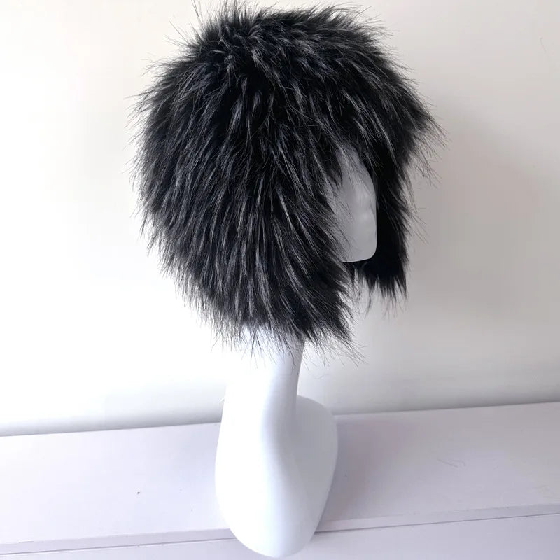 Fluffy Faux Fox Fur Trapper Hat Women pilot Hat Bomber hat men ski cap winter hat thickened warm шапка ушанка Beanies Bonnet