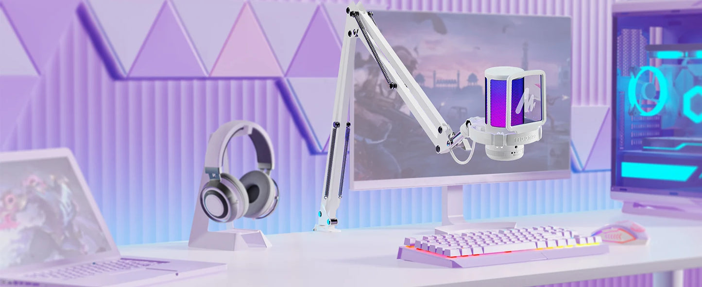 Maono Gamerwave DGM20S USB Microphone Gaming Mic Condenser Mic RGB Mic Noise Canceling Mic with Mic Gain RGB Light One Key Mute