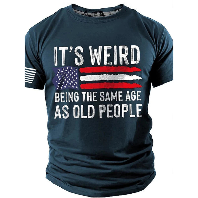 Men's USA Retro Flag & 3D Skull T-Shirt