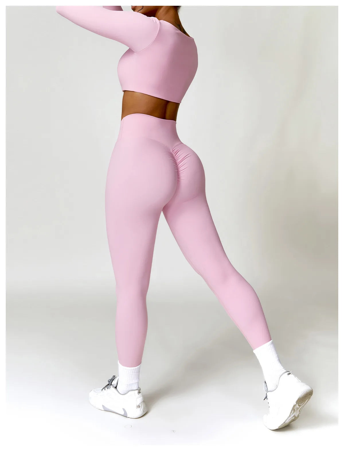 2-Piece Women's High-Waist Yoga Set – Seamless Long Sleeve Workout Suit