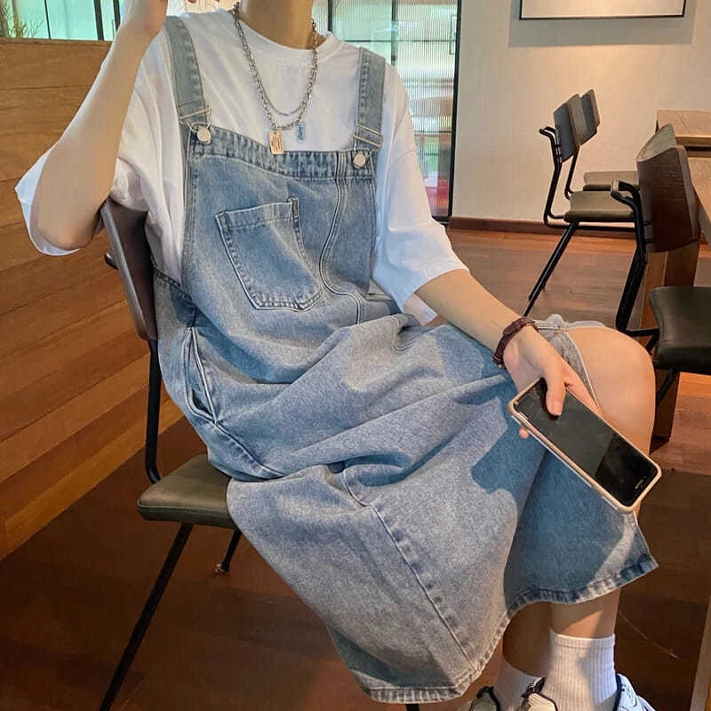 Women's Denim Spaghetti Strap Overall Dress