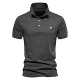 AIOPESON Embroidered Cotton Polo Shirt for Men