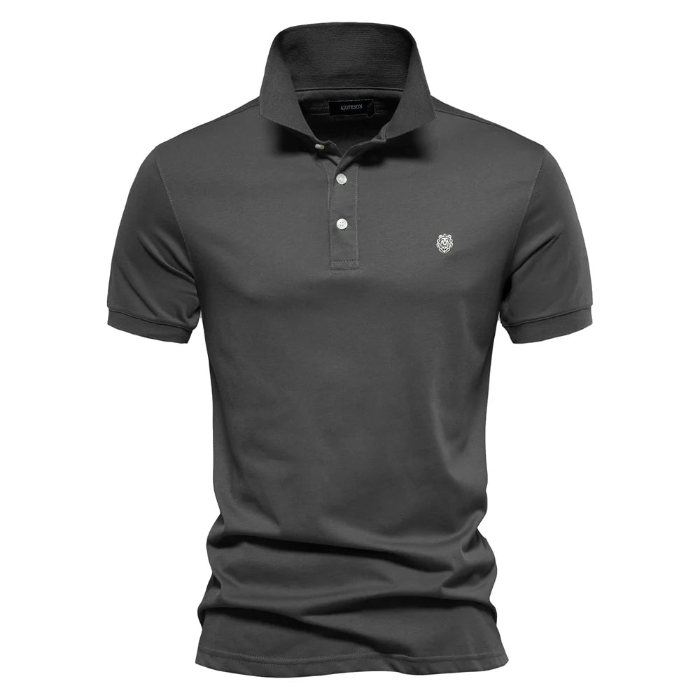 AIOPESON Embroidered Cotton Polo Shirt for Men