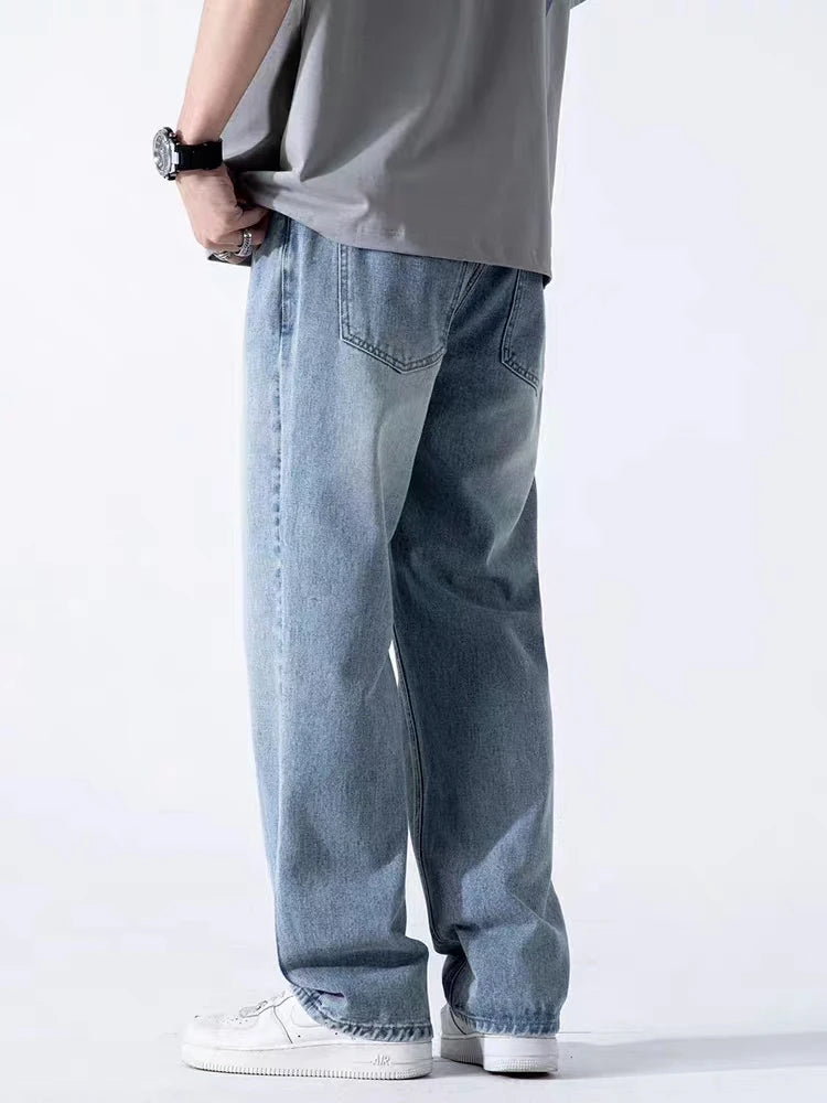 Men's Loose Straight-Leg Cotton Blend Jeans
