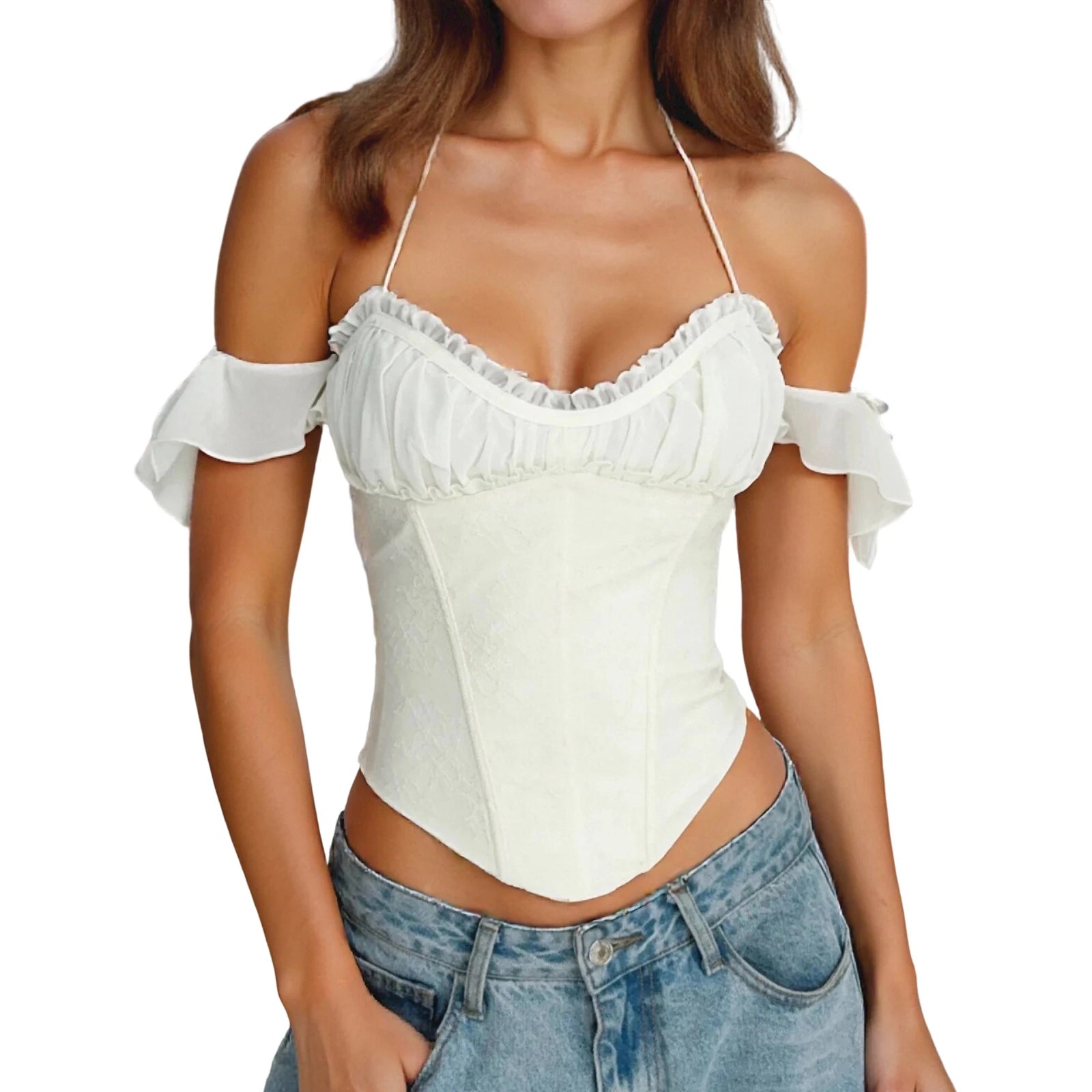 Elegant V-Neck Ruffled Blouse