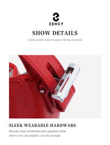 Zency 100% Genuine Leather Large Women Top Handle Shoulder Bag Tote Handbag Purse Black Leather Hobo Bag Underarm Zipper Bags
