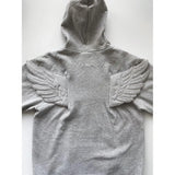 Women Grey Angel Wing Embroidered Hoodie Cute Kawaii Pullover Sweatshirt Wing Decoration Back Y2K Street Harajuku Loose Pullover