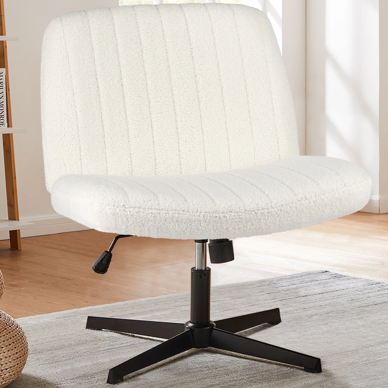 JHK Armless Wide Swivel Chair – Cross-Legged Comfort Seat