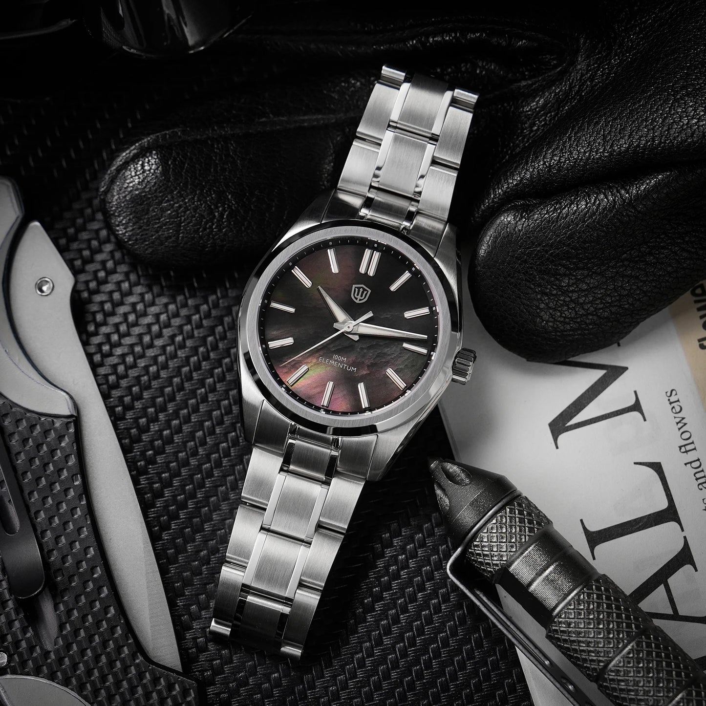 Watchdives WD0003C Quartz Watch VH31 Sweep Seconds Movement 38mm Ice Crack Dial Sapphire Luminous 100m Waterproof Men Wristwatch