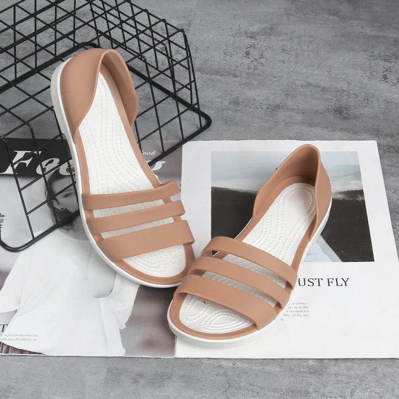 2025 For Women Summer Flats Candy Color Casual Beach Outdoor Female Ladies Jelly Slippers Fashion Open-Toed Slides Shoes