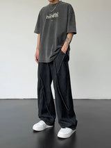 Men's Distressed Wide Leg Denim Jeans