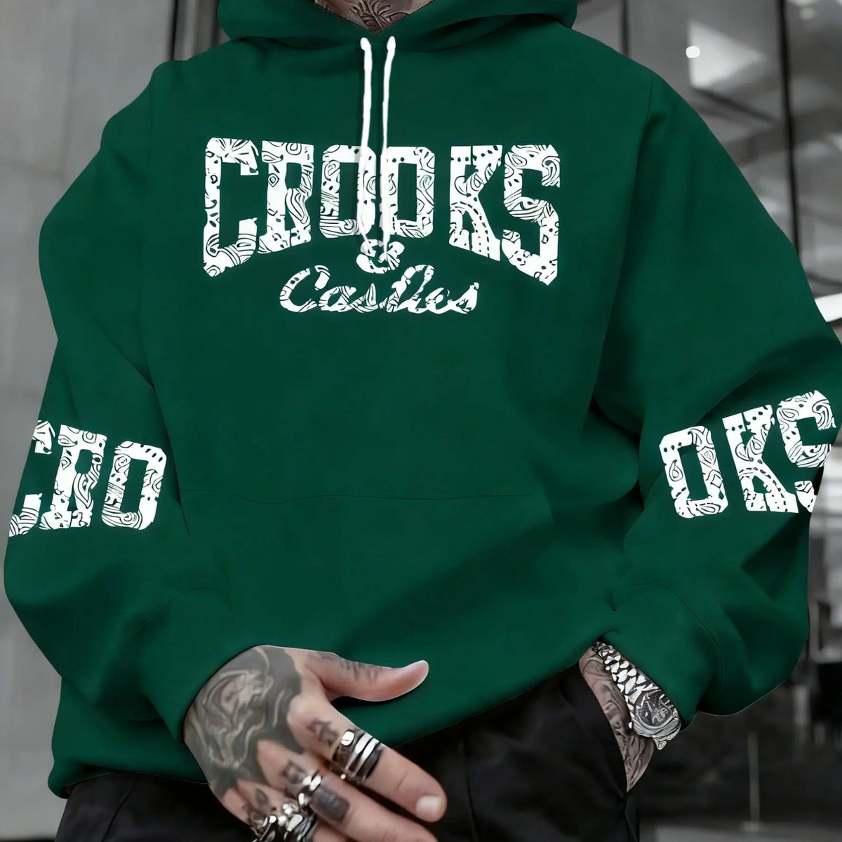 Men's Crooks & Castles Hooded with Iconic Print - Loose Fit Streetwear Hoodie, Slight Stretch Fabric, Machine Washable Winter