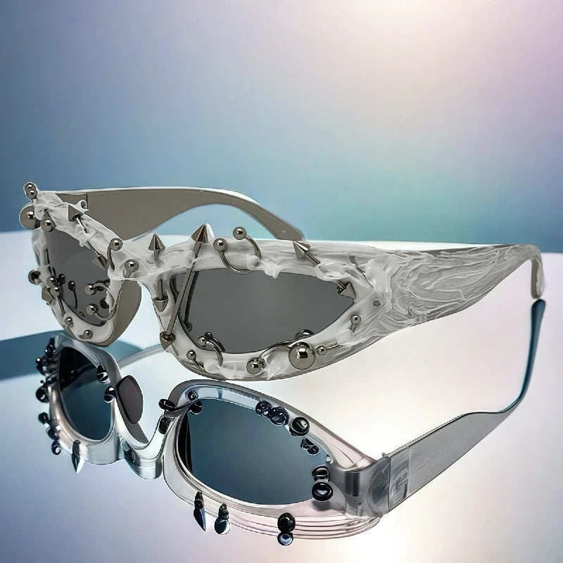 Personalized Rivet Sunglasses for Men and Women Retro Metal Studded Frame Unisex Punk Eyewear UV400 Protection Party Shades