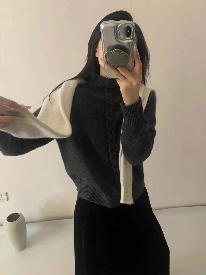 Women's Stand Collar Knit Cardigan Sweater
