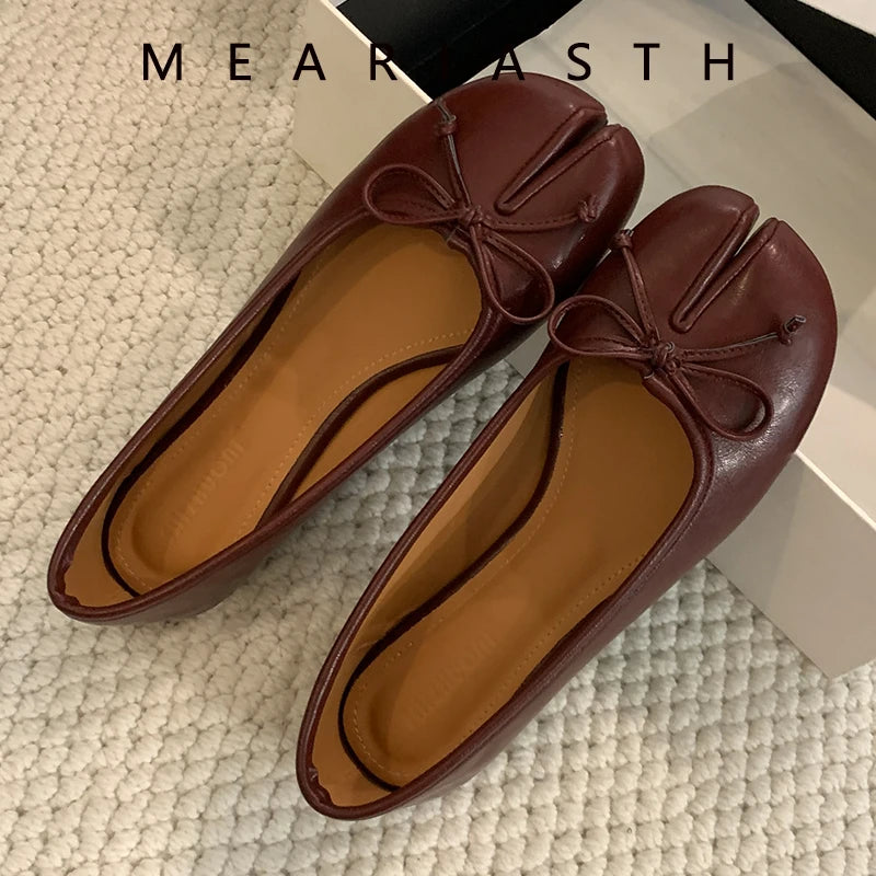 Women's Split-Toe Bow Loafers | Elegant Flat Pumps