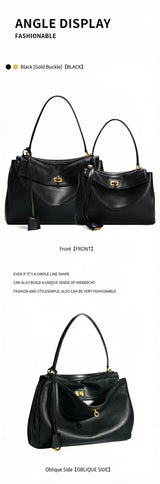 2026 large Genuine leather shoulder bag armpit top layer cowhide large capacity women's commuting high-end tote bag