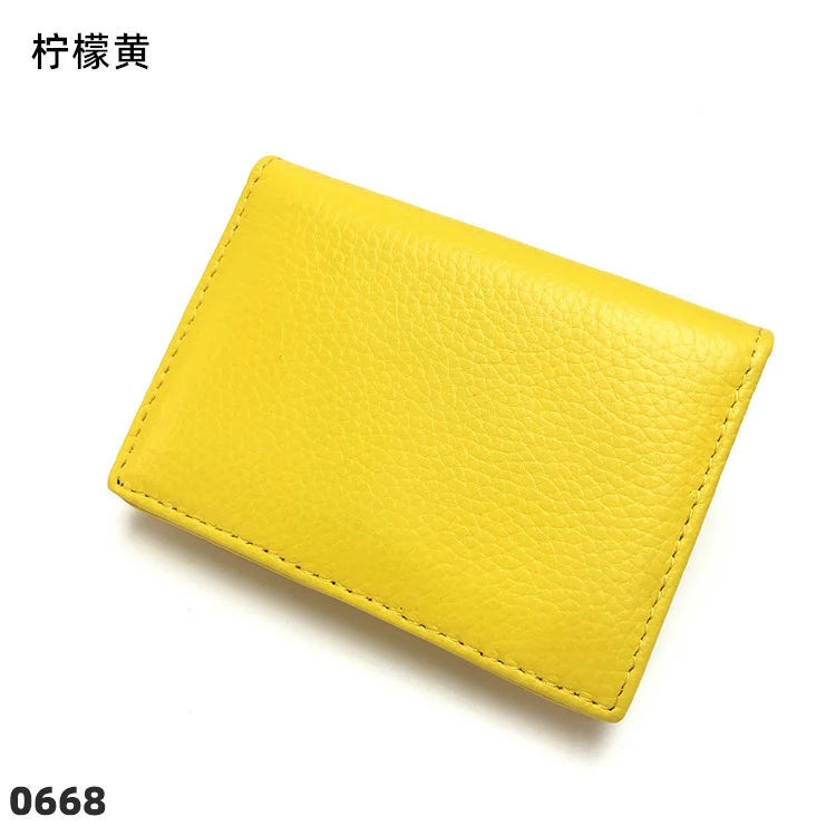 Dropshipping Custom Name Genuine Leather Men Women Business Card Holder Bifold Credit Card Case With ID Window