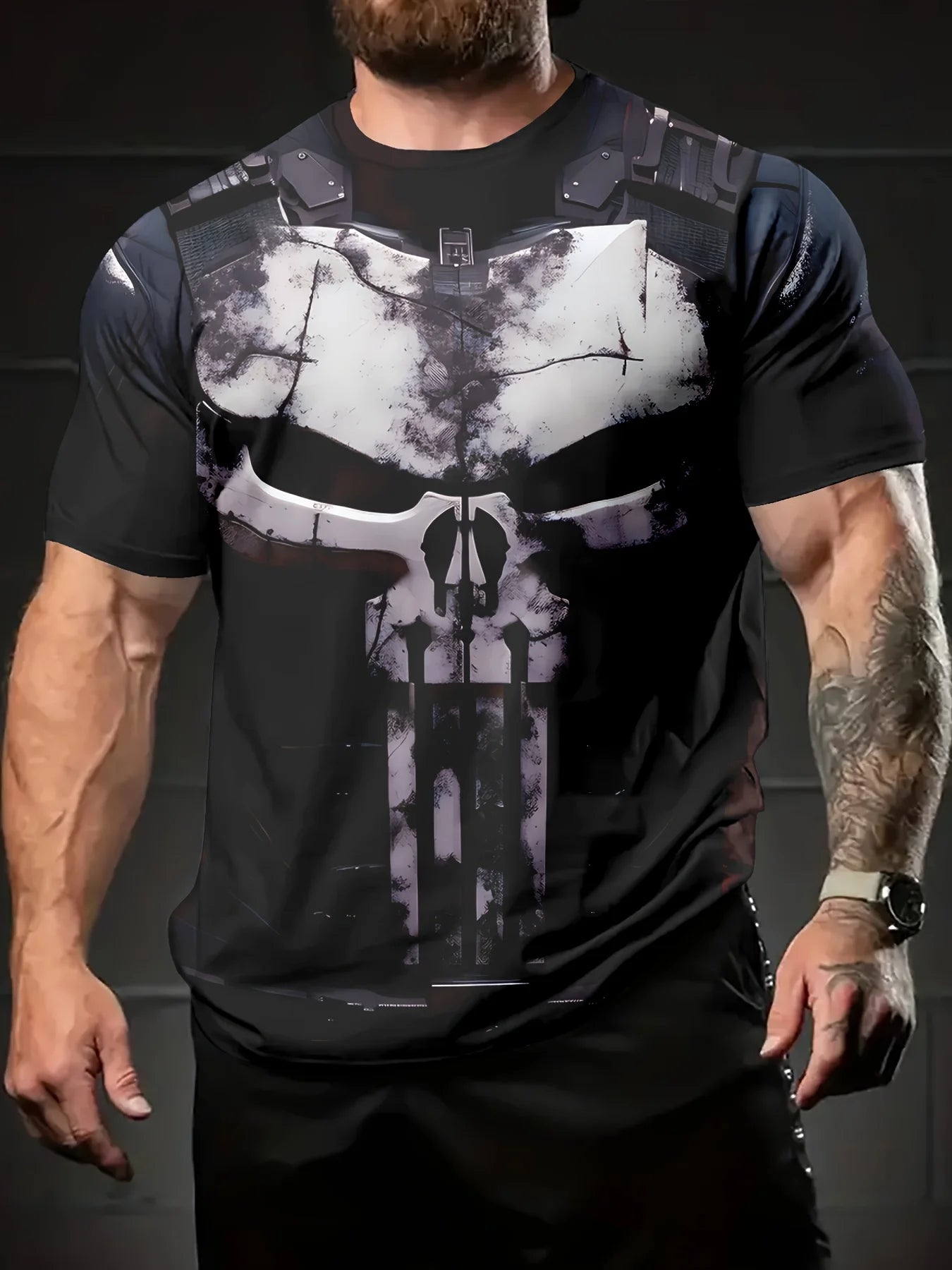 Marvel Men’s Punisher Graphic T-Shirt - Breathable Casual Sports Tee