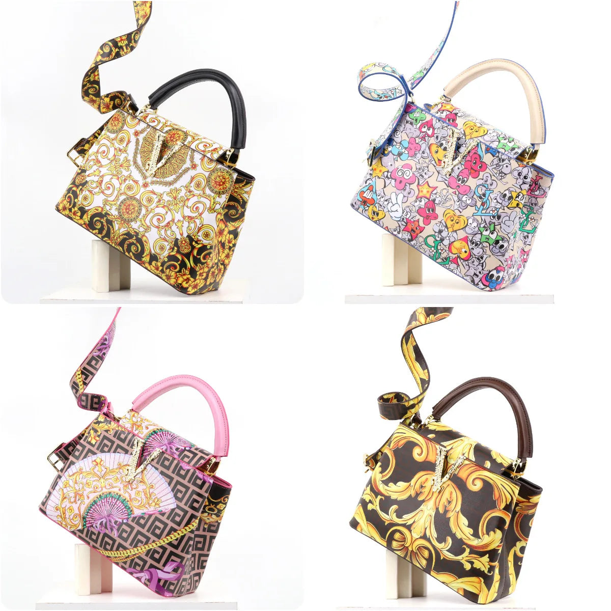 Ins Famous Fashion Classic Printed PU Leather Women's Handbags – Luxury Elegant Shoulder Crossbody Top Handle Bag